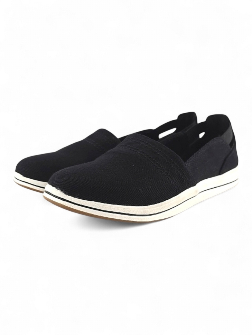 Clarks Cloudsteppers Women's Breeze Step Black Canvas Slip On Flats Size 7M